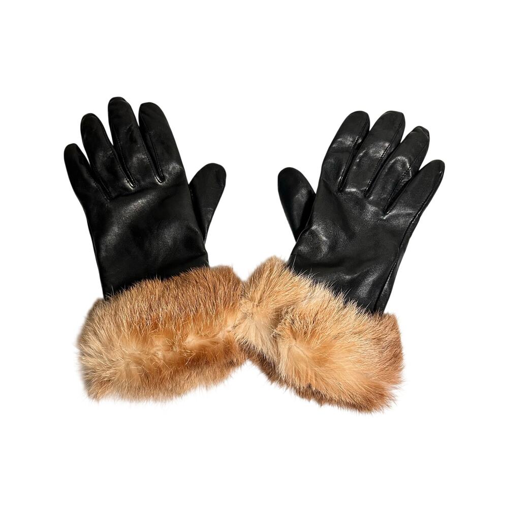 Wilsons Leather Fur Cuff Gloves Luxury Winter Glam